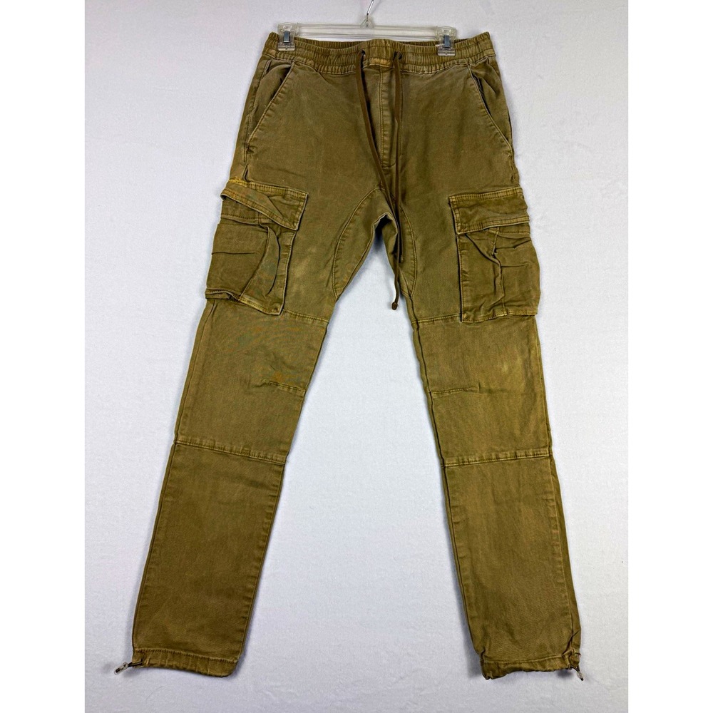 PacSun Men's Slim Fit Cargo Pants Tan Drawstring Pockets Size S
